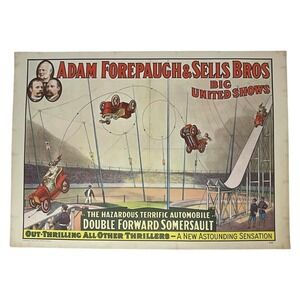 Vintage‎ 1960 Adam Forepaugh Sells Bros Circus Poster Double Forward Somersault